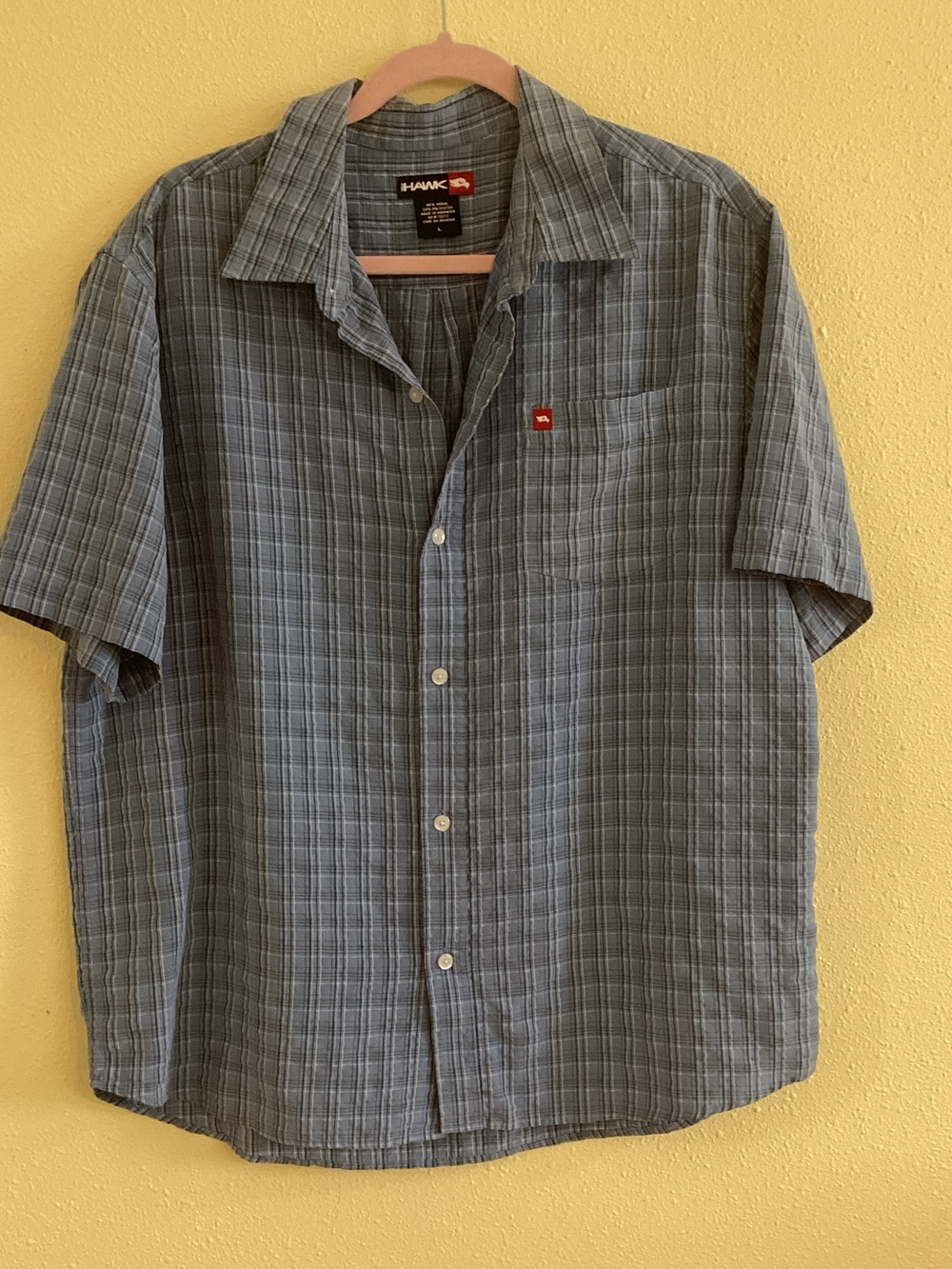 Tony Hawk Short-Sleeve Blue Plaid Button-Up Shirt